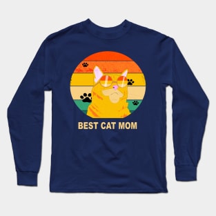 Best Cat Mom vintage colorful shirt gift Long Sleeve T-Shirt